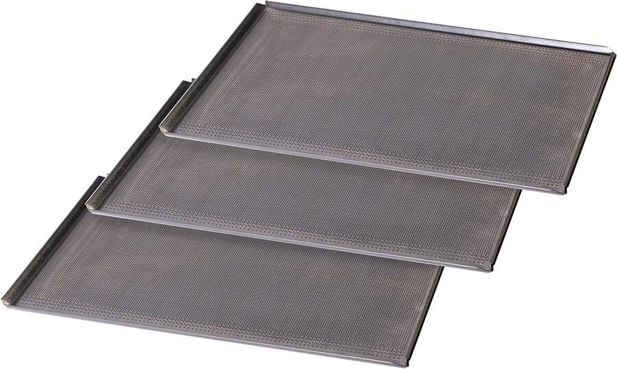 Bakplaten Aluminium Bakplaat Set Bakken in Oven Geperforeerd Ontwerp 60 x 40 cm Zilver