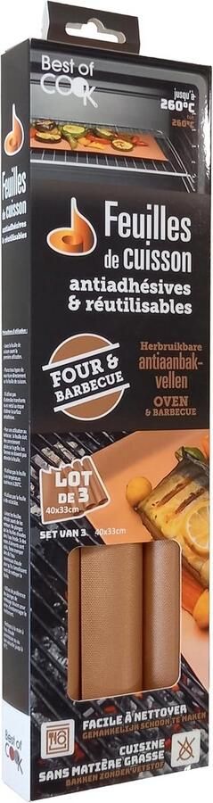 Bakplaten Bakmatten Oven Grillen Antiaanbaklaag Set van 3 Bruin