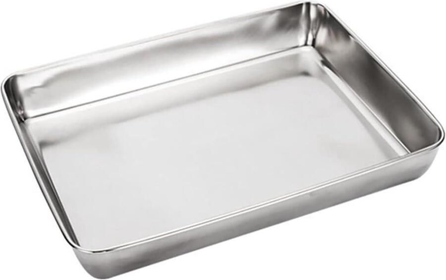 Bakplaten Oven RVS Bakvormen Gelijkmatig Bakken Krasbestendige Coating 36x28.5x6cm Zilver - Foto 1