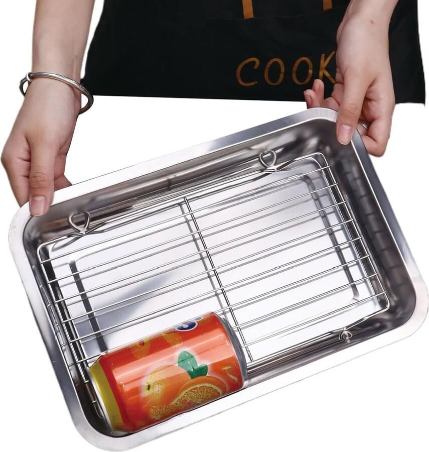 Bakplaten Ovenpannen Keukengrills Bakken en Grillen Anti-vervormingstechnologie 32x22cm Zilver - Foto 1
