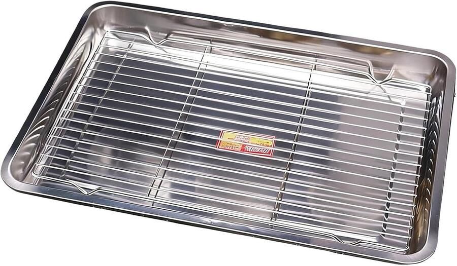 Bakplaten Ovenplaten Roosters Bakken en Braden Verstevigd Roestvrij Staal 40 x 30 cm Zilverkleurig