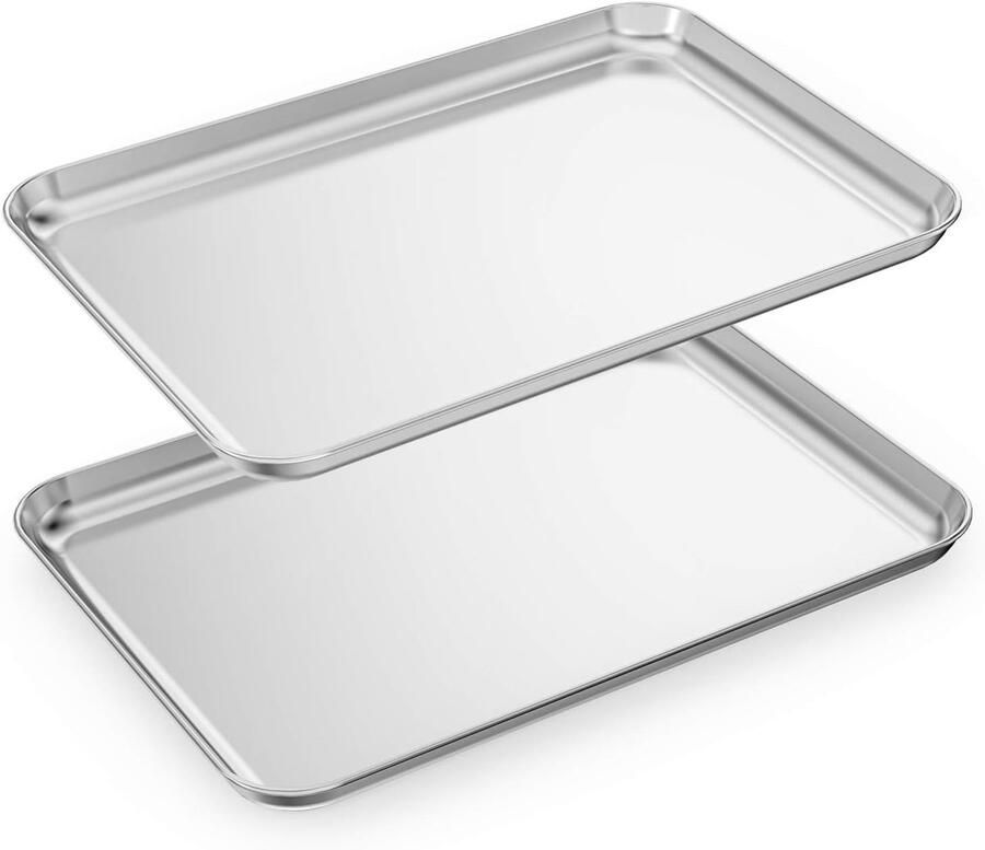 Bakplaten Set Bakvormen RVS Koekjes Bakken Gezond Roestvrij Staal 24x16 Inch Zilverkleurig