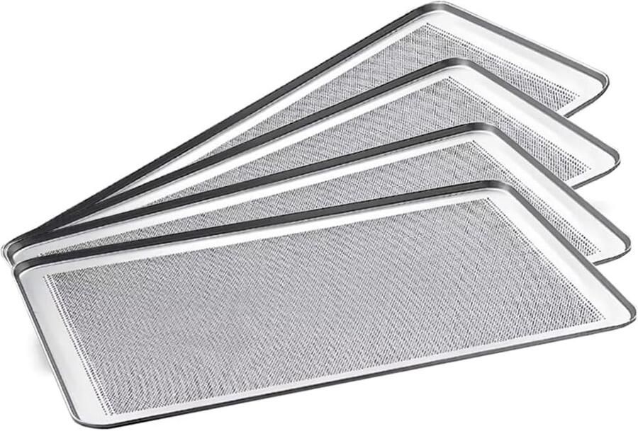 Bakplaten Set Oven Platen Professioneel Bakken Geperforeerd Ontwerp 60x40 cm Aluminium