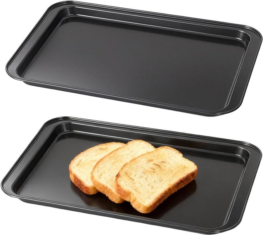 Bakplaten Set Ovenplaten Rechthoekig Bakken en Braden Anti-aanbaklaag 425 x 285 cm Zwart