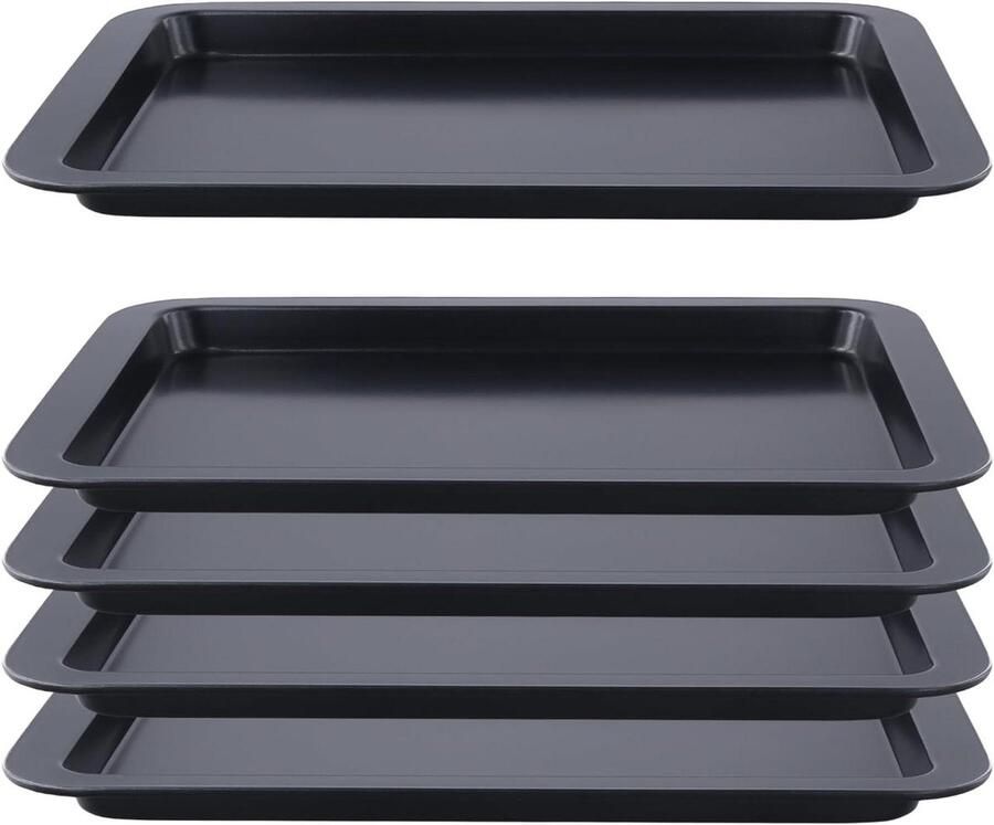 Bakplaten Set Ovenschalen Bakken en Braden Antiaanbaklaag 33 x 23 cm Zwart