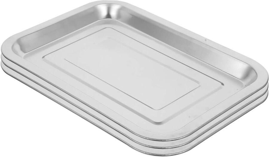 Bakplaten Set Ovenschalen Roosters Koekjes Bakken Superspiegelafwerking 3 Stuks 27x20cm Zilver