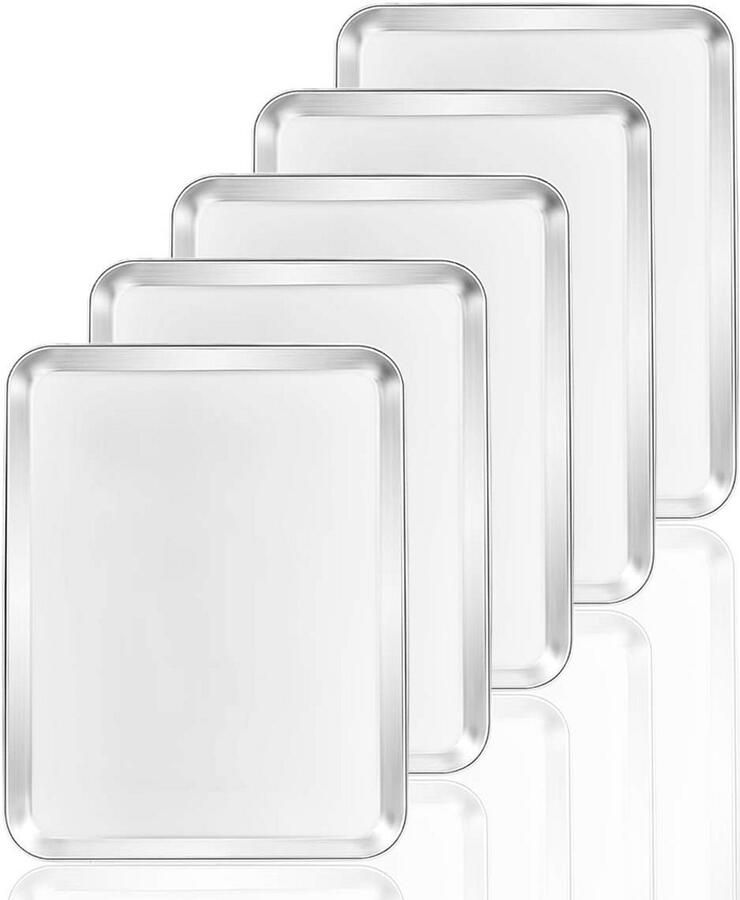 Bakplaten Set van 5 Roestvrijstalen Ovenladepannen voor Gezond Bakken