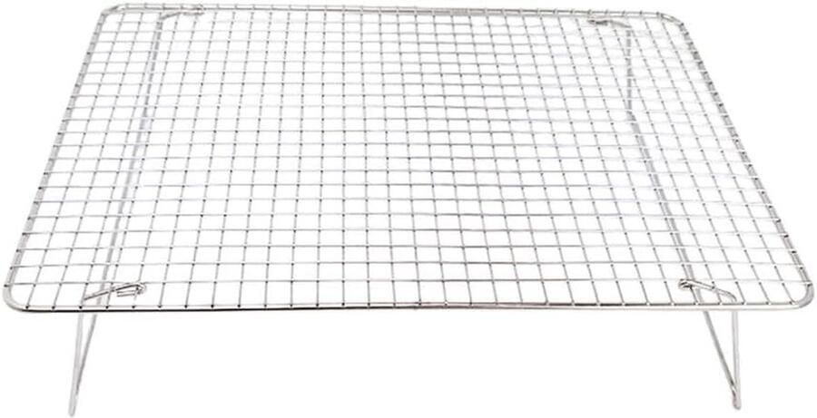 Bakrek Set Koelrek Taart Bakken en Grillen Stapelbaar Roestvrij Staal 40 x 30 cm Zilver