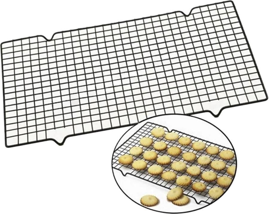 Bakrooster RVS Koelrek Ovenrek Bakken Grillen In Hoogte Verstelbaar 25 x 40 cm Zwart