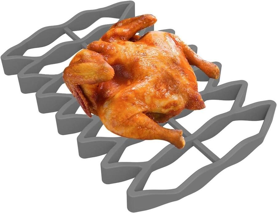 Bakrooster Siliconen Oven Inzetstuk Vlees Grillen Hittebestendig Ontwerp 23.5 cm Lengte Grijs - Foto 1
