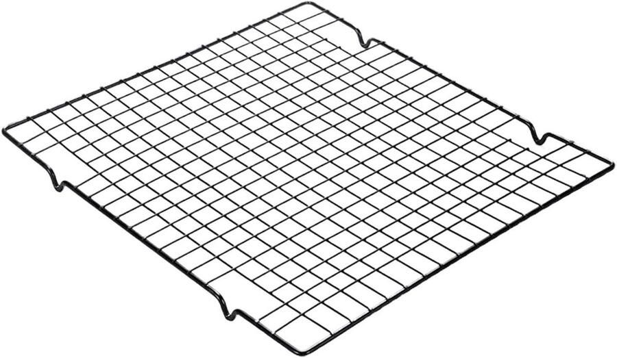 Bakrooster Staal Koelrek Oven Brood Bakken Hittebestendig Koolstofstaal 28 x 26 x 3 cm Zwart