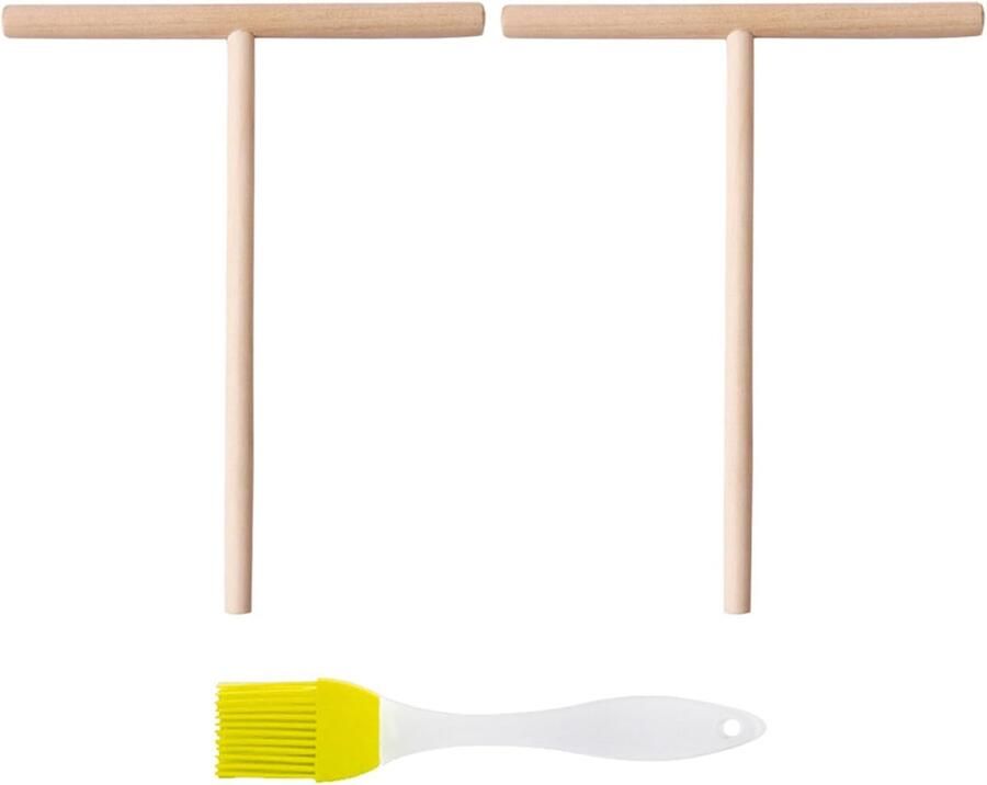 Bakset Accessoires Keuken Gereedschap Pannenkoeken Bakken Duurzaam Houten T-gereedschap 20 x 15 cm Natuurlijk Hout Oranje