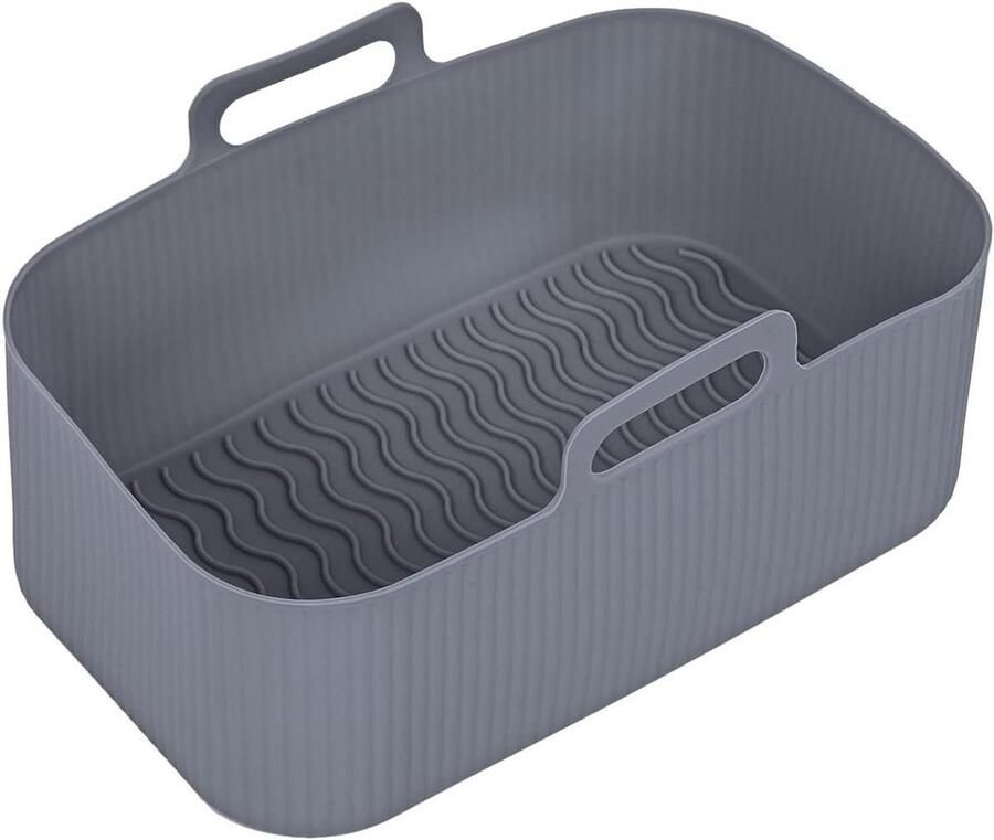 Bakvorm Accessoires Airfryer Pot Bakken en Koken Hittebestendig Siliconen 19.5x12.5x7cm Grijs