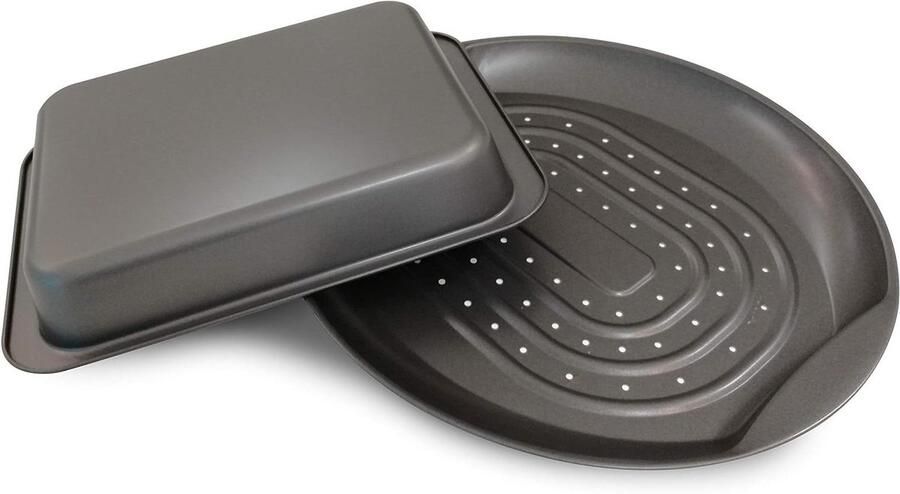 Bakvorm Set Ovenschaal & Bakplaat Lasagne en Friet Non-stick Coating 22x28 & 39x34cm Grijs