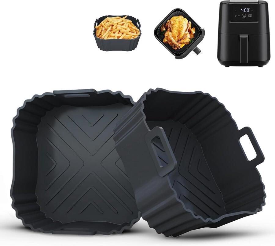 Bakvorm voor heteluchtfriteuse 2 stuks zwart – compatibel met Tefal