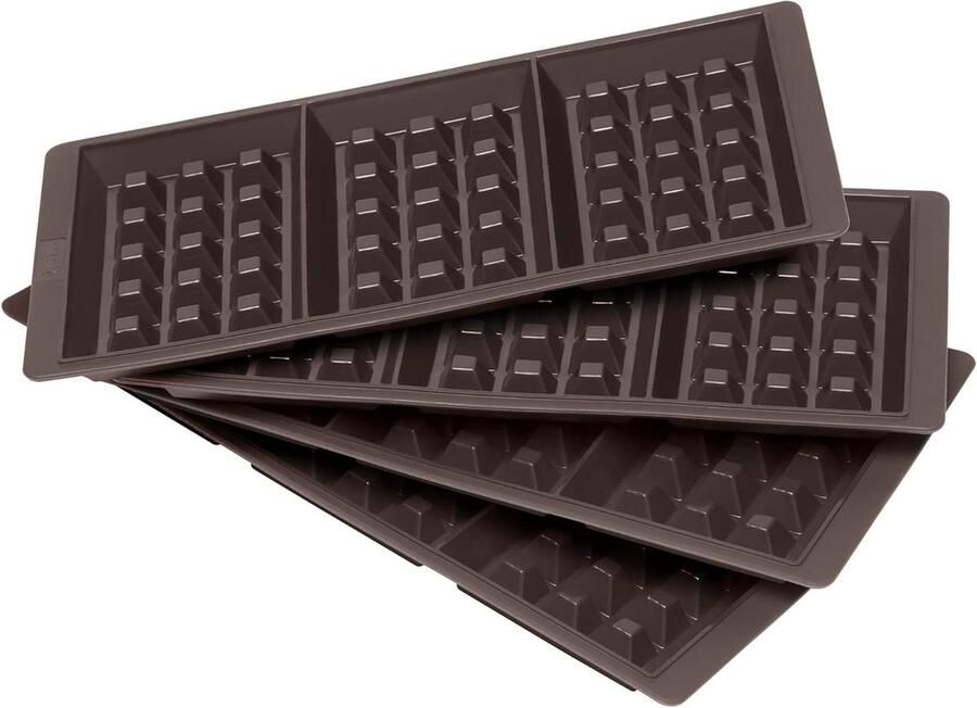 Bakvorm Wafel Set Wafelplaten Siliconen Wafels Bakken 12 Wafels Tegelijk 13 x 85 cm Bruin