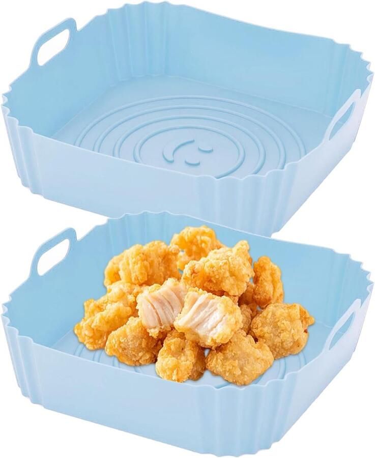 Bakvormen Airfryer Silicone Mand Koken en Bakken Herbruikbaar en Veilig 22 cm Blauw
