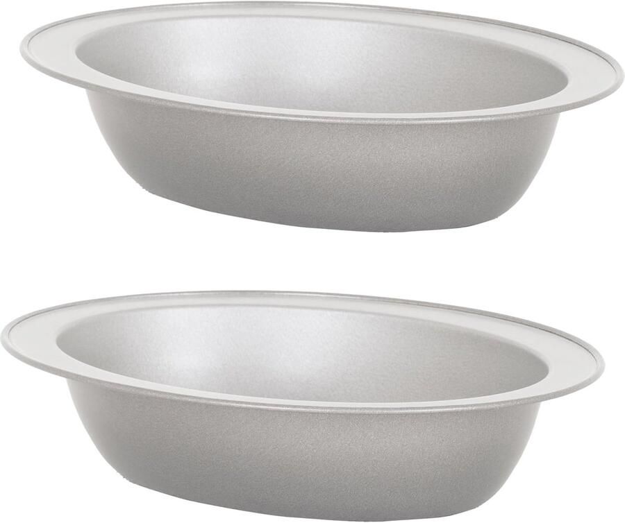 Bakvormen set Ovale inzetstukken Airfryer bakken Anti-aanbaklaag 16x13x3.5 cm Grijs