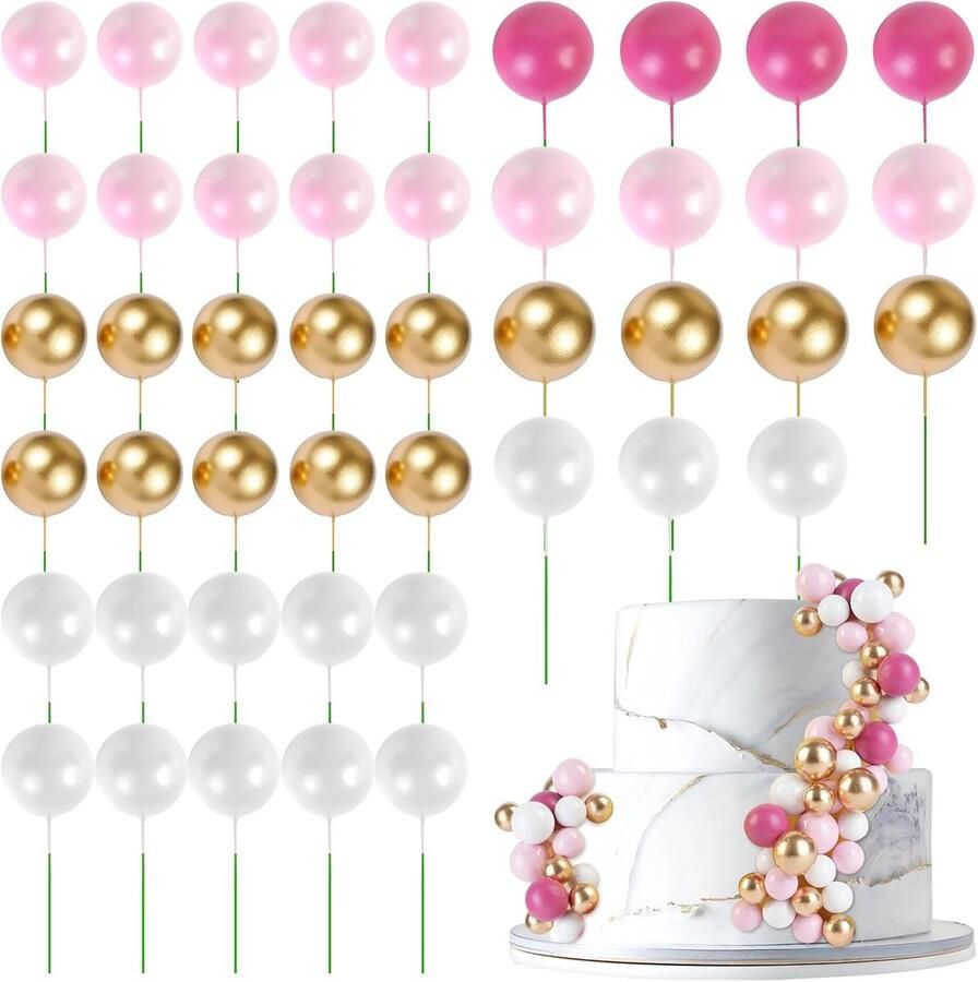Bal ballen taarttoppers 45 stuks mini-ballonnen voor cake en cupcakes jubileum verjaardag feest babyshower