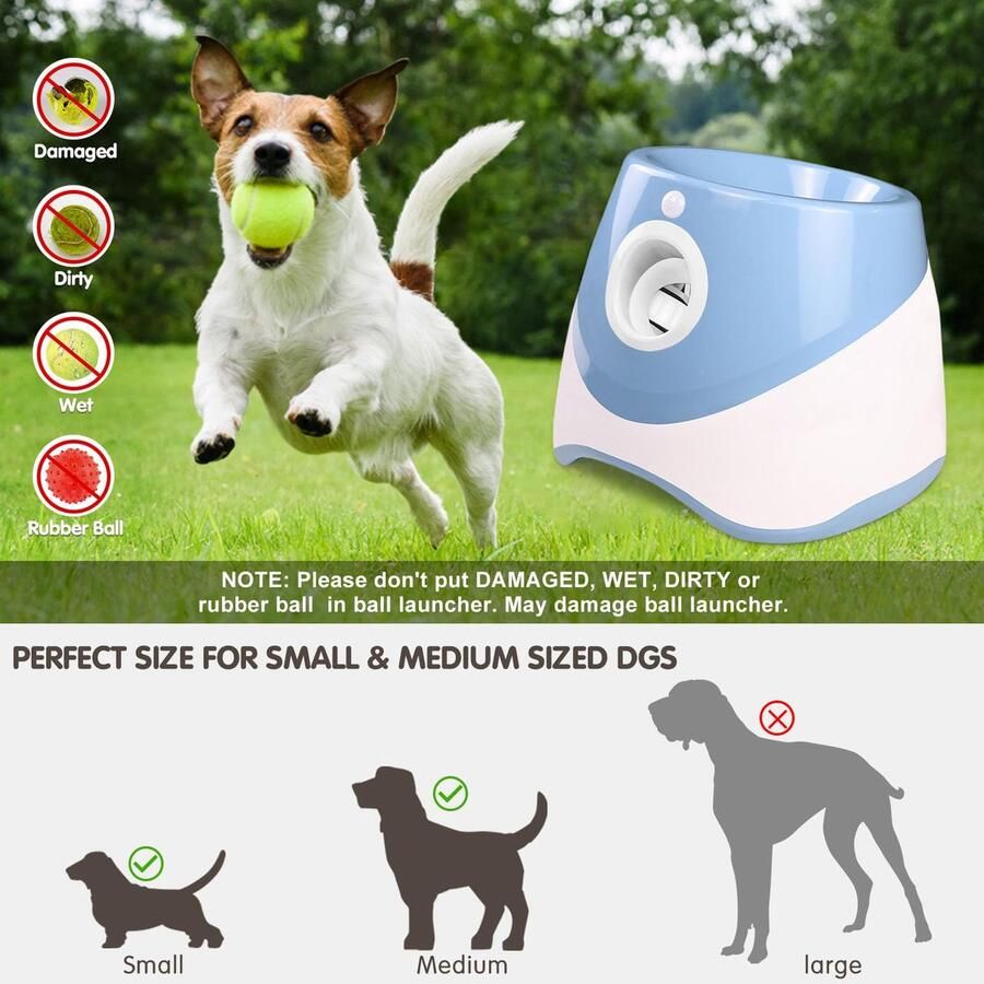 Balwerper balwerpmachine voor honden met 6 tennisballen van 2 in kan 10-30 ft werpen interactieve balmachine voor kleine en middelgrote honden