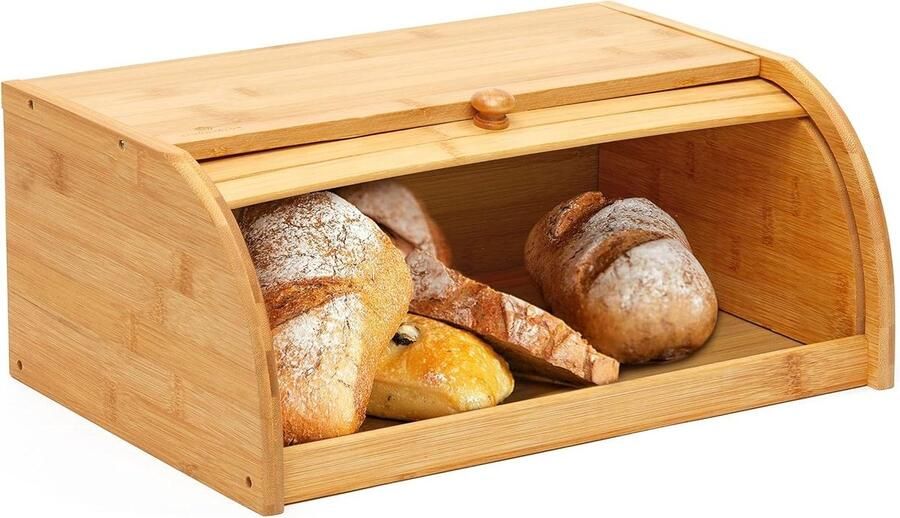 Bamboe Brooddoos Broodopberger Keuken Brood Vers Houden Natuurlijk Bamboe Materiaal 38.4 x 27.9 x 17.3 cm