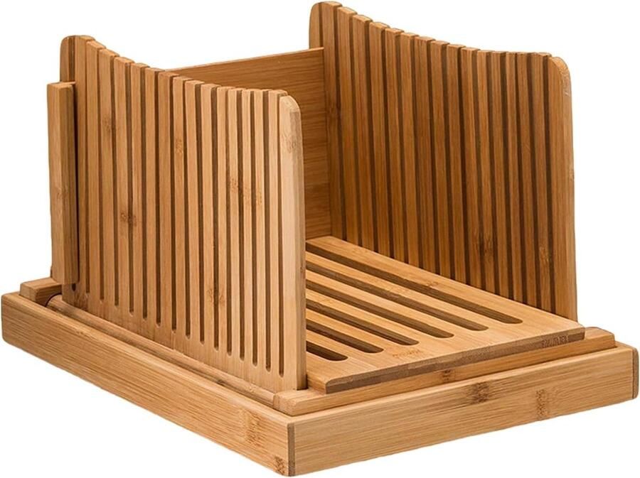 Bamboe Broodsnijder Snijmachine Multiplex Zuurdesem Bagels Snijden Verstelbare Stopplanken 317 x 237 cm Natuurlijk Hout
