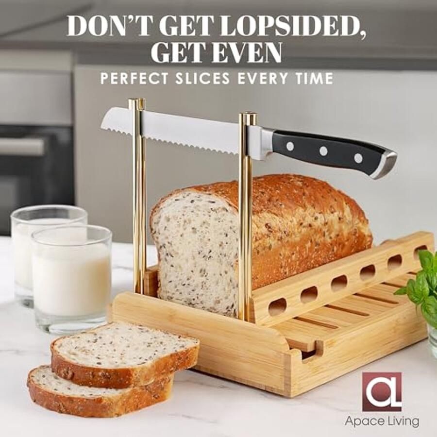 Bamboe broodsnijmachine voor zelfgemaakt brood Verstelbare snijder met 4 dikte-opties en kruimellade