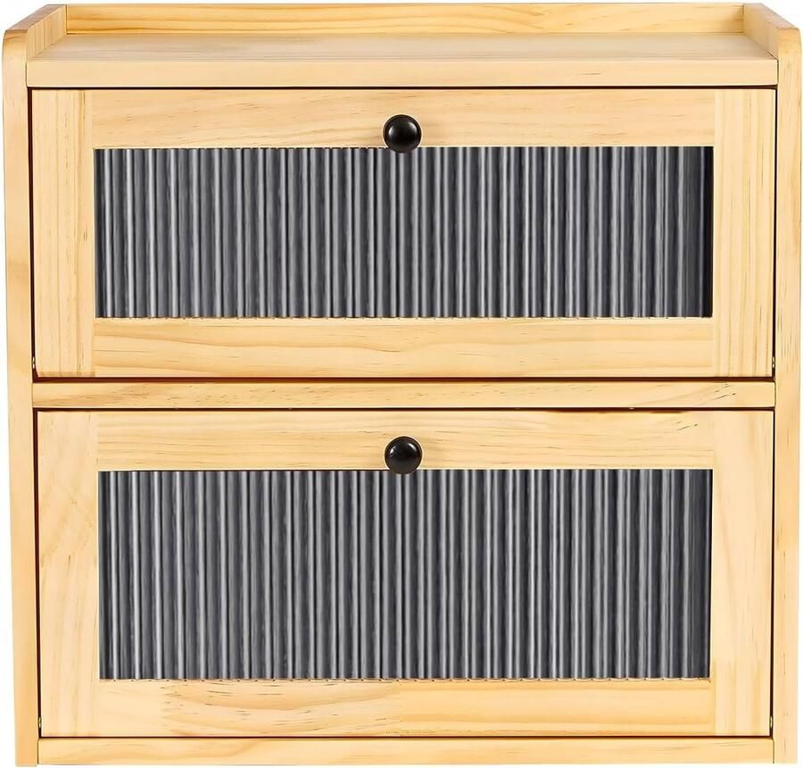 Bamboe Broodtrommel Brooddoos Keuken Brood Vers Houden Dubbele Laag 36.5 x 24 x 34 cm Natuurlijk