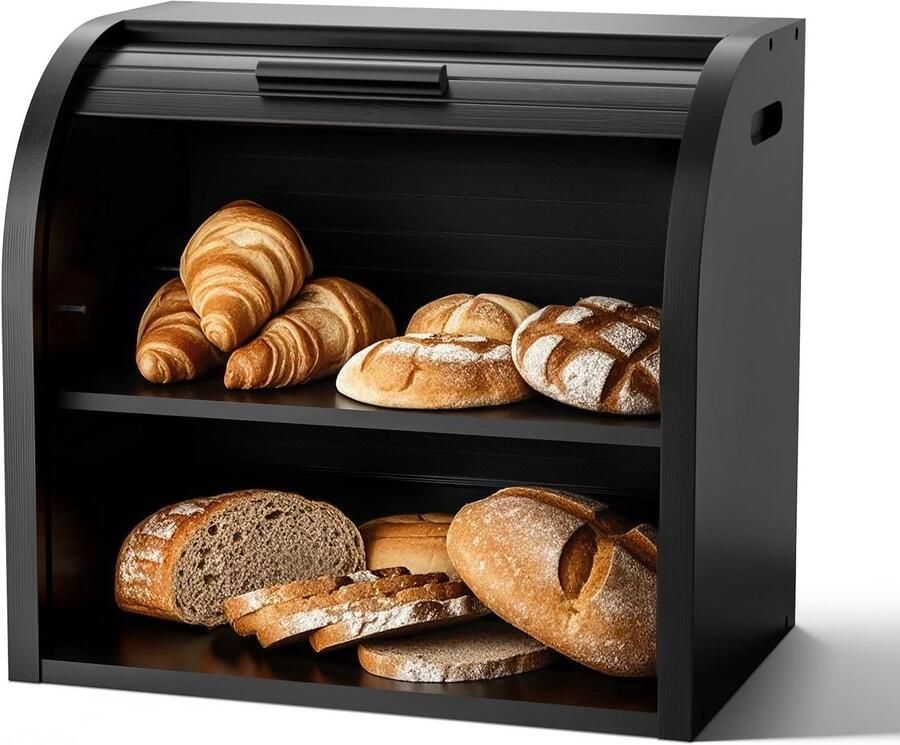 Bamboe Broodtrommel met 2 Etages en Rol-Top Mechanisme Duurzaam en Ruimtebesparend