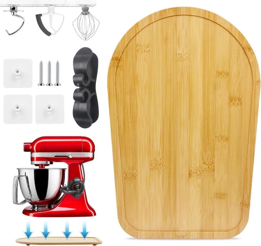 Bamboe Glijplank Keukenmachine Plank Mixer Verplaatsen Speciaal Vormontwerp 45-5 Qt Natuurlijk Bamboe