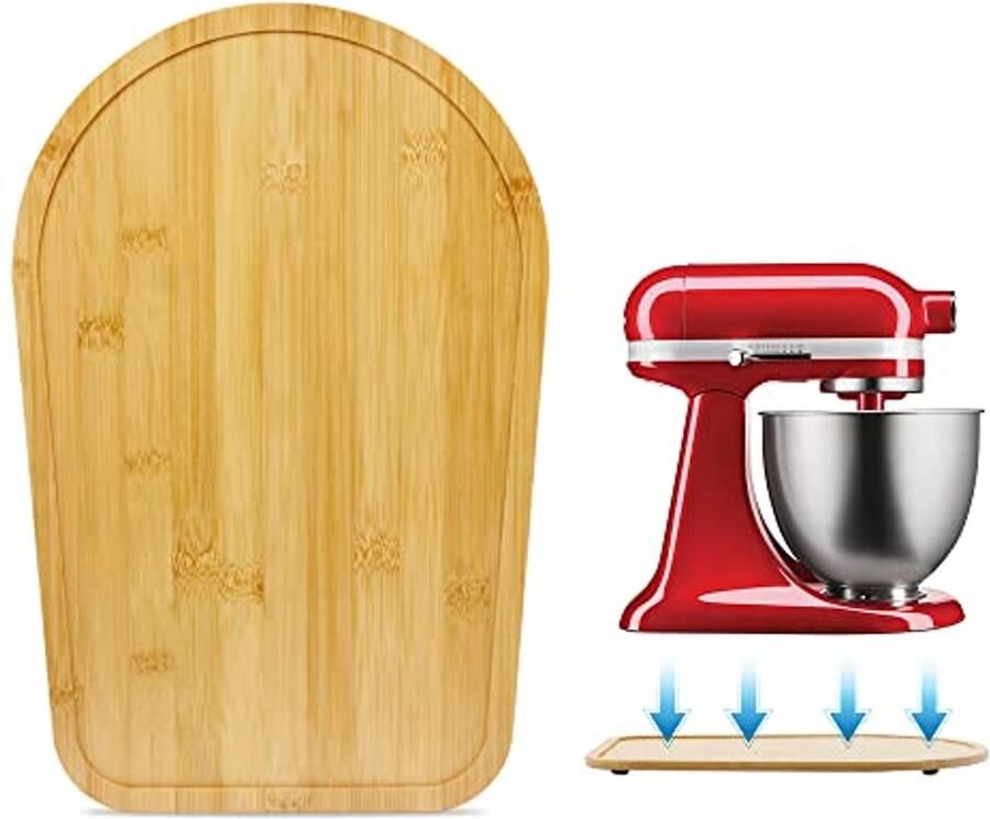 Bamboe Glijplank voor Keukenmachines 4.5-5 Qt Verschuifbare Onderlegger voor Mixers