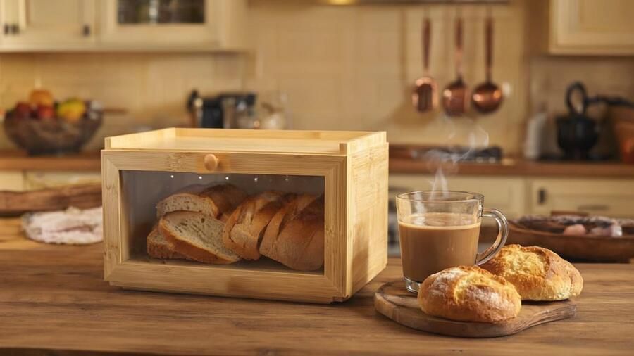 Bamboe Houten Broodhouder met Luchtcirculatie Duurzaam en Ruimtebesparend