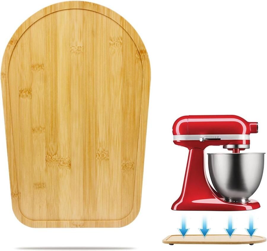 Bamboe mixerpad Geschikt voor KitchenAid 4.5-5 kantelmixer schuifmat voor keukenapparatuur opbergaccessoire voor keukenblad opzetstuk voor de verplaatsbare lade van de mixer