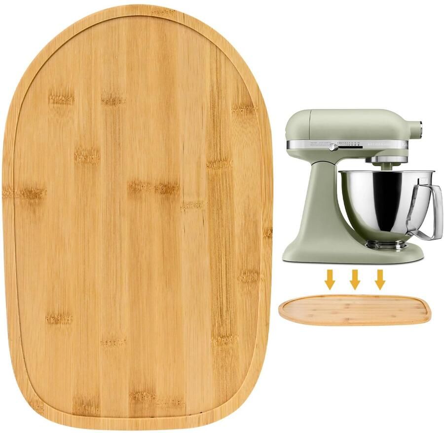 Bamboe schuifplank voor 4 5-5QT bamboe apparaat schuifregelaar stand mixer schuifregelaar pad voor keukenmixer en keukenmachine aanrecht beschermer accessoires