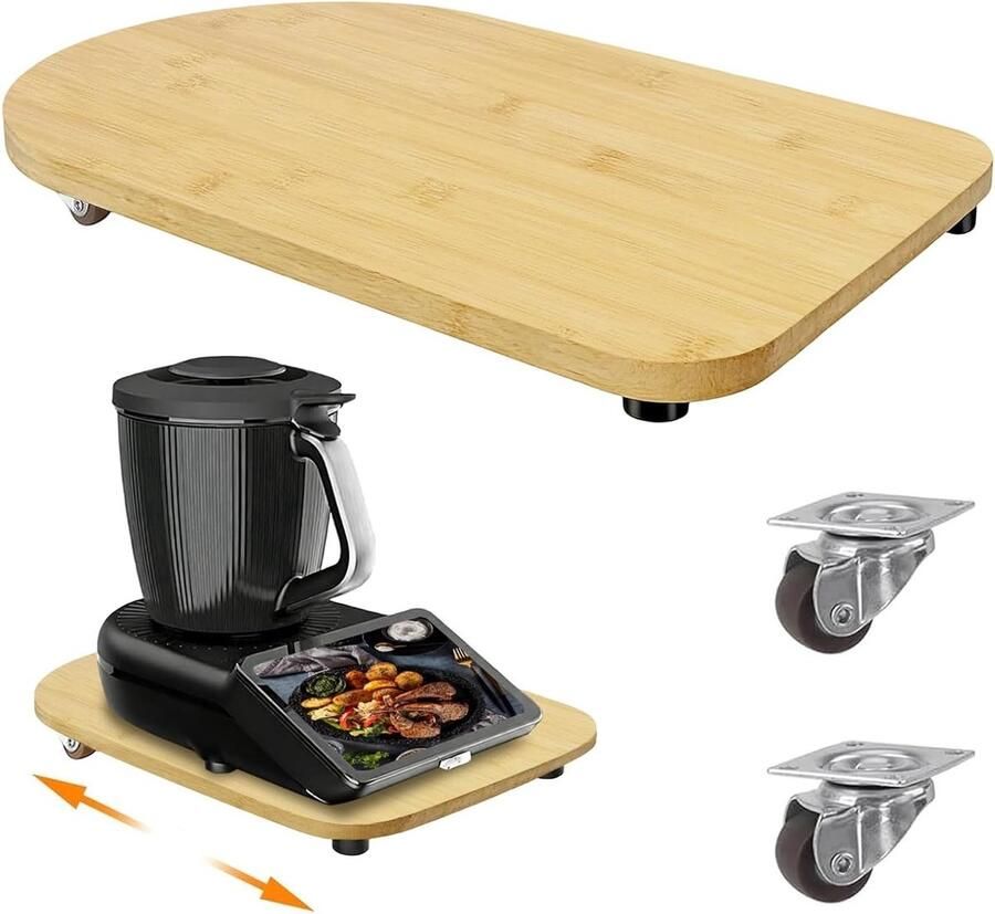 Bamboe snijplank met 360° wielen schuifplank voor keukenmachine accessoires voor voedselbereiding en koken
