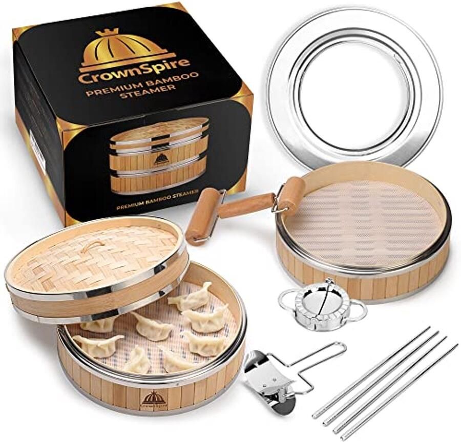 Bamboe Stomer 10 Inch voor Groenten en Dumplings met Toebehoren