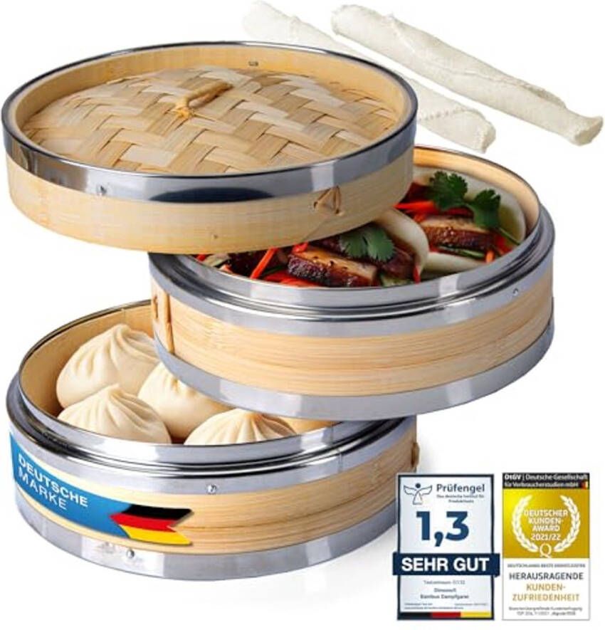 Bamboe Stomer 20 cm Dubbele Stoominzet voor Gezond Koken