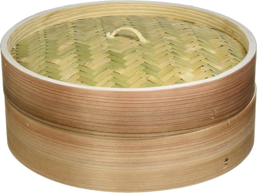 Bamboe Stoomboot Stoommand Aziatisch Koken Natuurlijk Materiaal 28x10x28 cm Natuurlijk