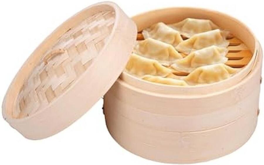 Bamboe Stoommand 2 Etages 20 x 13 5 cm voor Stomen van Groenten Rijst en Meer