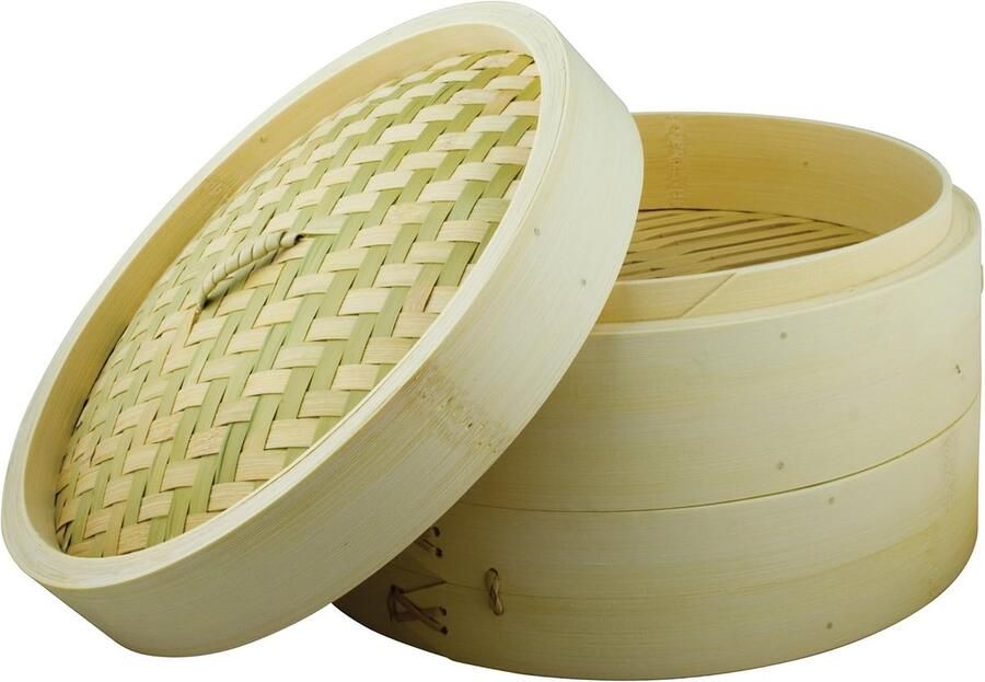 Bamboe Stoommand Oosterse Stomer Gezond Koken Twee Lagen 25 cm Diameter