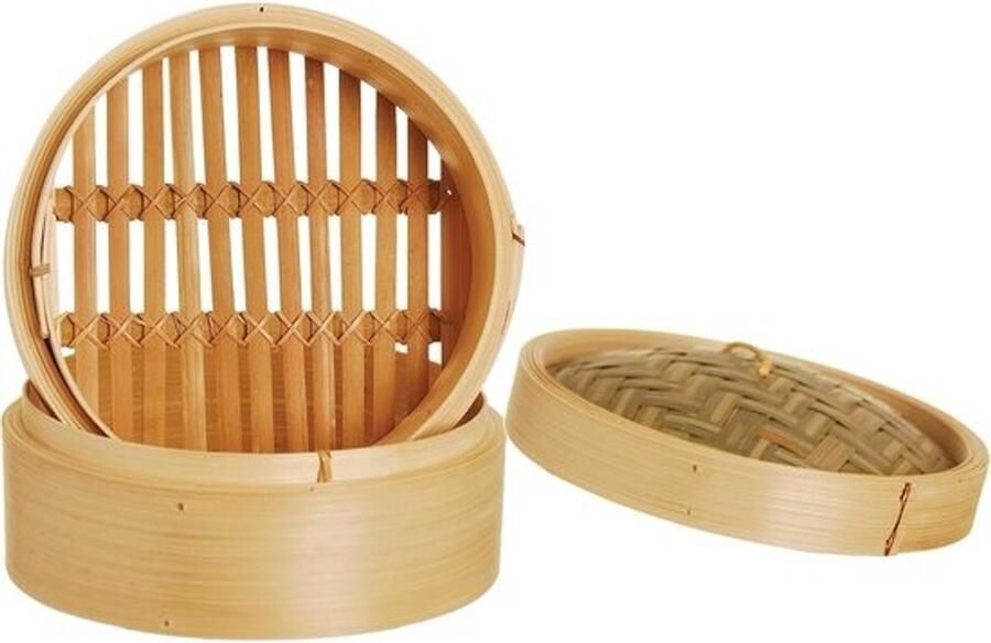 Bamboe Stoommand Set 2-Delige Stoompan met Deksel voor Gezond Koken