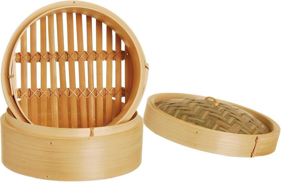 Bamboe Stoommand Set 2-Delige Stoompan met Deksel voor Gezond Koken
