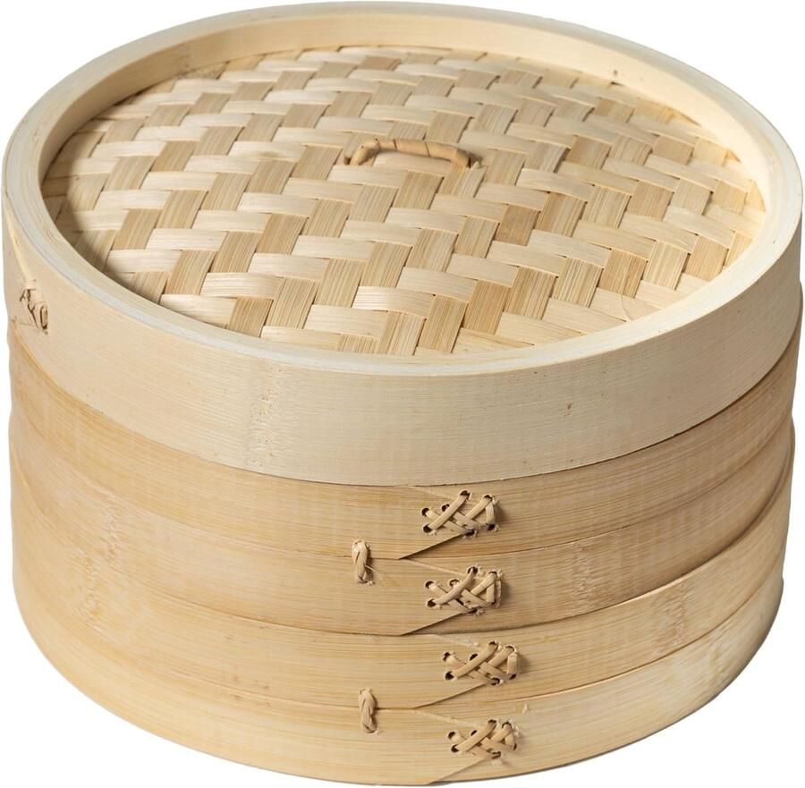 Bamboe Stoommand Stoomkoker Gezond Koken Twee Niveaus 25 cm Diameter Natuurlijk