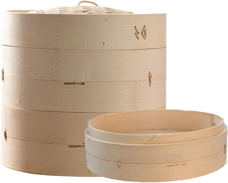 Bamboe Stoommand Stoomoven Mand Chinees Gezond Koken Natuurlijk Materiaal 21 cm Natuurlijk