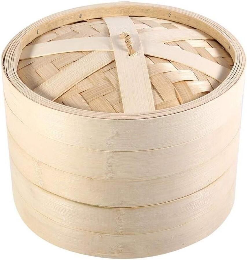 Bamboe Stoommand Dim Sum Stomer Gezond Koken Twee Lagen 22 cm Natuurlijk