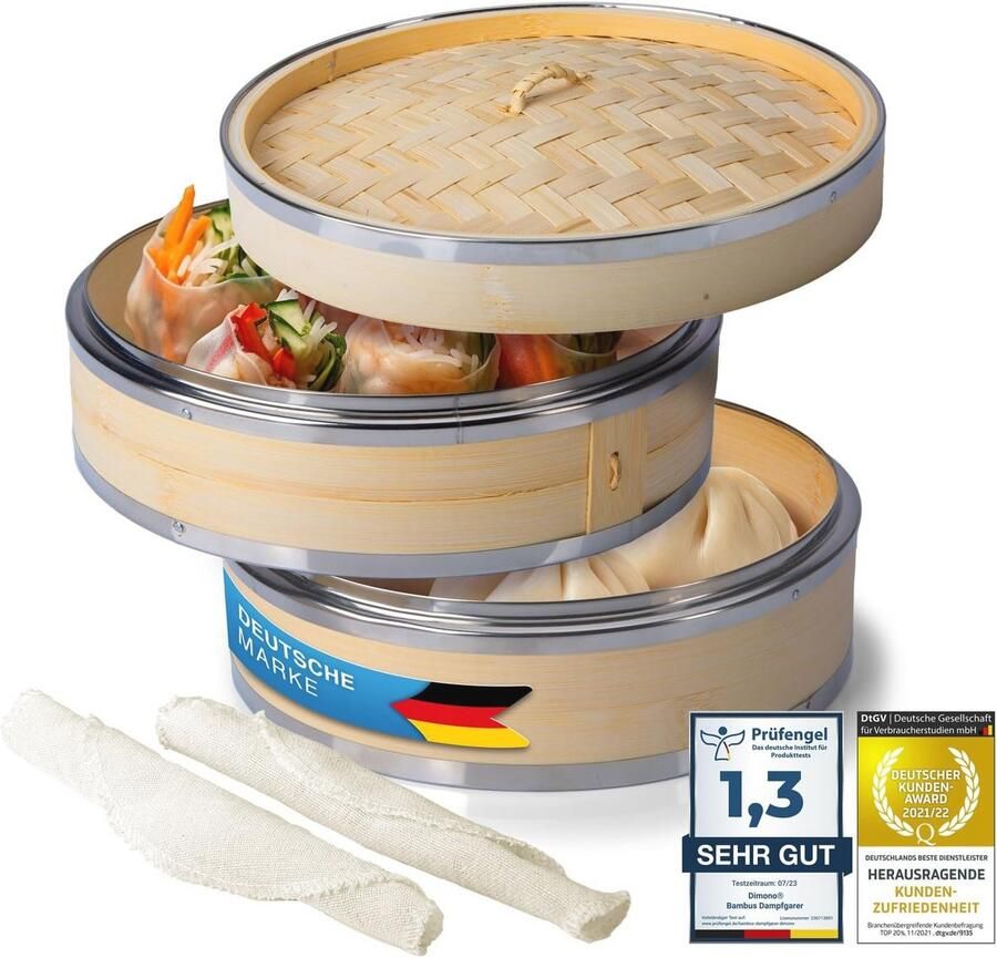 Bamboe Stoompan 2 Traps met Deksel Stomen voor Gezond Koken