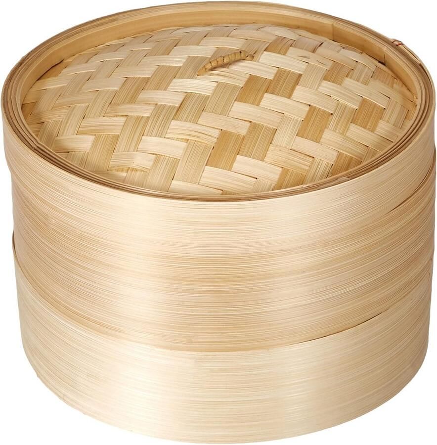 Bamboe Stoompan 22 cm Stoommand voor Aziatische Gerechten Natuurlijk Hout