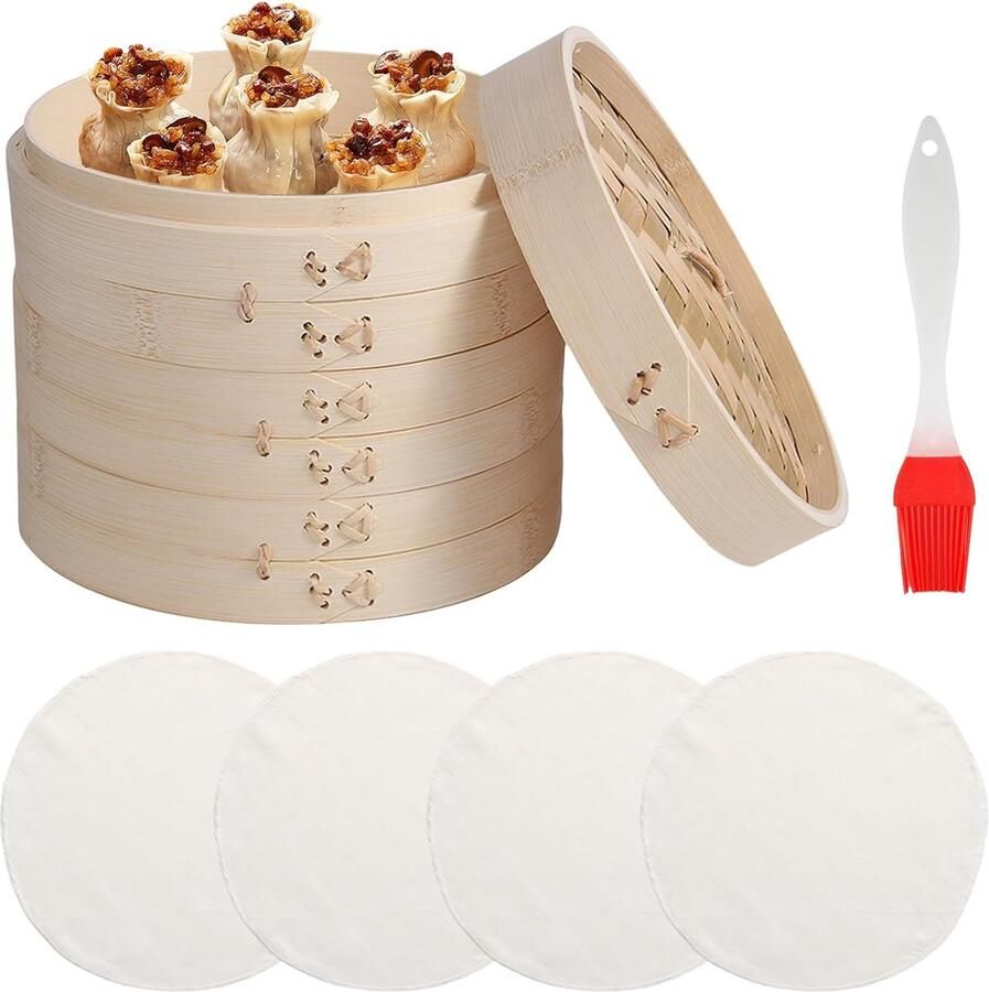 Bamboe Stoompan met 2 Etages Voor Perfecte Dumplings en Groenten