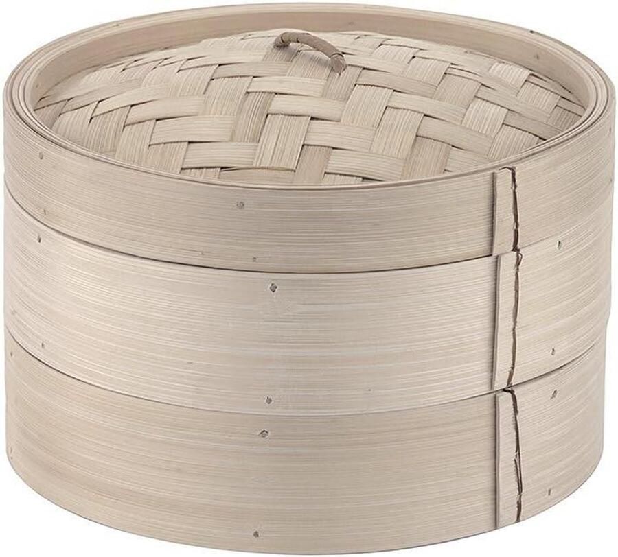 Bamboe Stoompan Stoomkoker Aziatisch Gezond Koken Natuurlijk Bamboe Materiaal 40 Centimeter Diameter Grijs