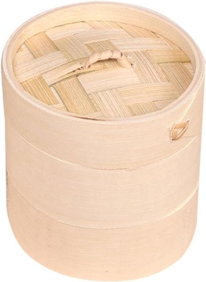 Bamboe Stoompan Stoommand Set Gezond Koken Twee Lagen 21 cm Natuurlijk